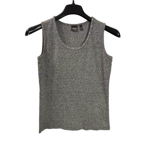 Rafaella Sleeveless Gray Top Studded Scoop Neckline Size M Tank Top - Picture 1 of 4